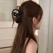 2pcs/1pc 11cm Bowknot Polka Dot Lightweight Plastic Hair Clips For Women, Fashion Multifunctional High-End Elegant Minimalist Hair Claws, Suitable For Daily Casual, Gatherings, Commuting, Vacations, Ponytails, Hairstyles, Washing Face/Hair, Makeup, Clothing Accessories Elegant Claw Clips - Multicolor - View 3