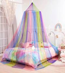 Rainbow Bed Canopy For Girls, X-Large Princess Bed Canopy Rainbow Bedroom Accessories Decor,Girls Mosquito Net Dome Canopy For Twin To King Size Bed - Pink - View 7