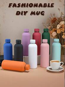 1pc Plain Matte Finish Stainless Steel Double Layer Vacuum Insulated Tumbler, Provides Healthier Hydration Experience To Enjoy Milk, Coffee During Leisure Time, Used For Car, Daily Life, Travel And Gift, Cold & Hot Drinks, Can Purchase Tumbler Sleeve Separately Back To School
