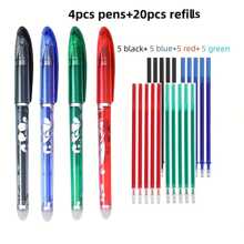 Set de 24 bolígrafos de tinta borrable de colores vibrantes, recargables, con diseño de clip para bolsillo, adecuado para útiles escolares y de oficina, regalo de regreso a la escuela para estudiantes