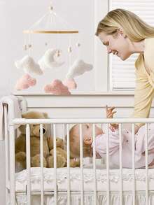 1pc Wooden Wind Chime Baby Crib Bell, Neutral Baby Crib Mobile, Suitable For Baby Room Decoration, Baby Showers, Baby Anniversaries