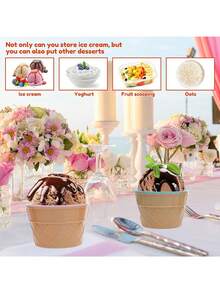 1/2/4件套冰淇淋碗勺套装，随机颜色冰淇淋模具组合，酸奶碗冰淇淋碗甜品碗DIY糖果色模具，可重复使用冰淇淋杯勺子，适用于儿童节派对装饰