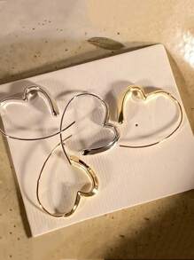 Chic Heart Shaped Hoop Earrings - Stylish And Unique Designer Jewelry For Statement Looks