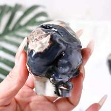 1 pièce de sculpture en forme de cœur en matériaux mixtes, sculpture en quartz rose/fluorite de plume/agate volcanique/agate mousse, parfait pour la collection de la maison et cadeau pour la Saint-Valentin et les vacances, décoration artistique parfaite pour la maison, cadeau en pour les parents