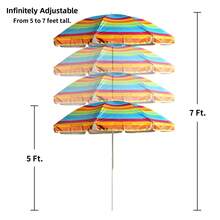 Heavy Duty Folding Beach Umbrella, Large 220cm Multicolor Garden Umbrella With Carry Bag, Lightweight Sun Umbrella UV 50 Protection Outdoor Umbrella With Aluminum Tube, Ideal Umbrella For Outdoor/Beach/Summer - Xanh lam - Xem 2