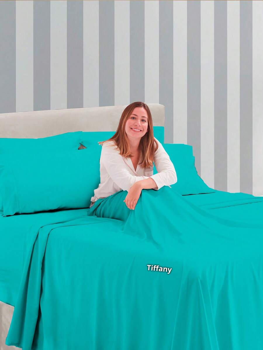 Premium Percal Flex Fitted Sheet - LC - verde menta - Ver 1