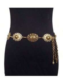 1pc Minimalist Geometric Spiral Metallic Waist Chain, Chic Body Chain For Women - Vàng - Xem 5