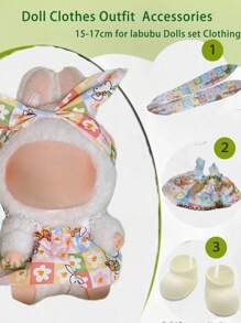 1 Set 17cm Doll Outfit Making Kit For Labubu - Multiple Adorable & Cool Styles (Clothes+Head Ornament+Shoes) /DIY Fashion Gift Set For Girls Kids & Friends/Cute Birthday Party Costumes, Stylish Easter Christmas Outfits (Doll Not Included) /Fun Music Festival & Summer Travel Role Play Accessories