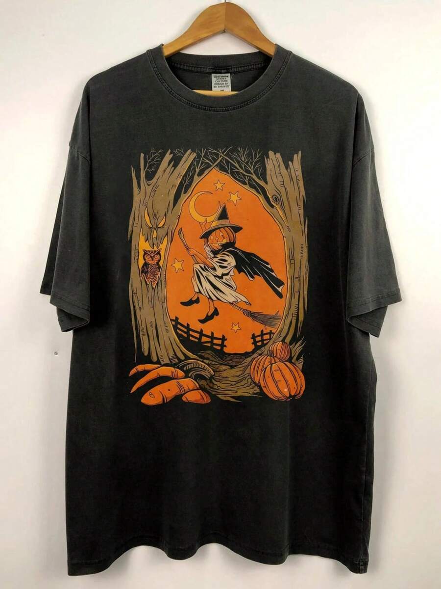 Plus Sizes Retro Halloween WITCH Shirt Vintage Halloween Shirt Spooky Season, Cute Fall Shirt, Spooky Season Shirt, Gift For Halloween Men Women