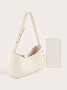 1pc Woven Textured Magnetic Closure Handbag - Handbag - View 7