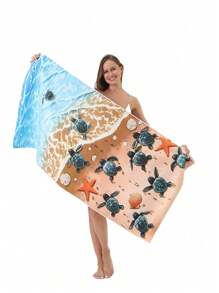 1 Stück Strandtuch, Outdoor-Decke, Sand-abweisende Badetuch mit bedrucktem Design, saugfähiges Strandtuch-Umschlagtuch, modische warme Decke, Strandutensilien, Strandaccessoires, Pool-Schwimmhilfe