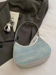 2025年夏季女士新月形手提包，蝴蝶金属装饰，时尚腋下包，多功能小单肩包，斜挎休闲钱包