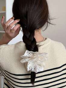 3 Stücke hochwertige Damen Scrunchies aus Spitze in Schwarz, Weiß, Braun - modische, vielseitige, elegante Haraccessoires geeignet für den täglichen Lässig-Stil, Partys, Pendeln, Strand, Make-up-Kombination