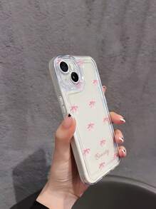 1 Stück Kundenspezifische Ins-Stil Rosa Schleife Muster Full Body Anti-Rutsch Transparent TPU Handyhülle passend für 16 Pro Max/15/14 Plus/13 Pro/12 Pro Max/11/Xs Max/8/7