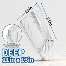 10pack Large Aluminum Pans With Lids Disposable Full Heavy Duty Roasting, Broiling, Baking, Catering Pans 21x13x3(Full-Size W/Lids) - Silver - View 2