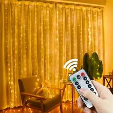 USB Powered Curtain String Lights, 8 Lighting Modes Remote Control, Suitable For Wedding, Christmas, Halloween, Home Bedroom, Holiday Party, Ramadan, Valentine's Day Decoration - USB Curtain Light - View 10