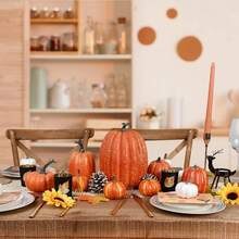 7 件感恩节仿真南瓜家居装饰套装，仿真蔬菜南瓜，适合秋季万圣节家居装饰