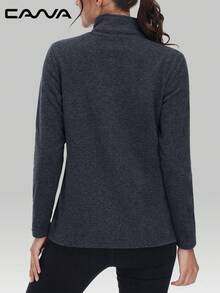 Cavva Women's Full Zip Fleece Jacket Lightweight Breathable Winter Warm Coats With 2 Zipper Pockets Hiking Camping Fishing Jogging,Skiing - Black - View 3