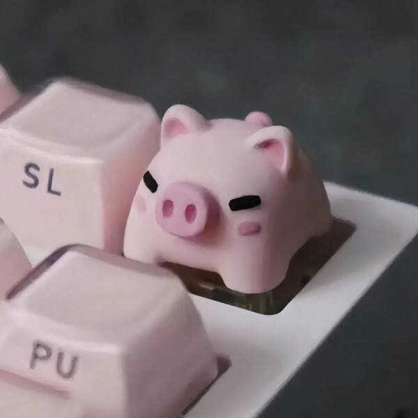 1 teclado mecânico com teclas translúcidas em formato de porco rosa, altura original, material ABS, substituição de tecla ESC artesanal, acessório de computador fofo para presente faça você mesmo