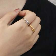 [1 Peça Anel Confie em Deus] 1 Peça Anel Ajustável de Aço Inoxidável Dourado com a Inscrição "Confie em Deus" | Design Elegante e Minimalista | Perfeito para Presentear Amigos em Festas ou Ocasiões Especiais, Usar como Inspiração