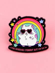 1 件装可爱仓鼠珐琅别针彩虹胸针松针翻领别针徽章背包服装配饰复古珠宝朋友礼物