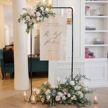 Vincidern 2Pcs Black Wedding Welcome Sign Stand,Adjustable 68.9inch Heavy Duty Easel Stand For Sign With 12 Pcs Satin Ribbon And 8Pcs Leather Sign Hanging Straps, Welcome To Our Wedding Sign Holder, Metal Floor Standing Easels For Signs - Đen - Xem 7
