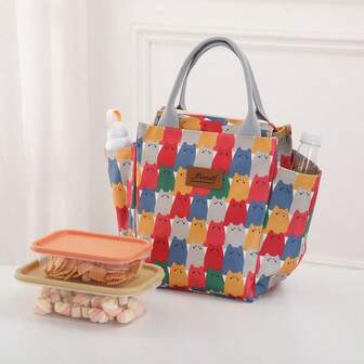 meetself 1 件大容量保温午餐袋，便携式防水保温午餐盒手提包，适合户外/日常使用，返校学校用品袋，学校工作午餐袋，女士冷藏袋，野餐配件，学校配件