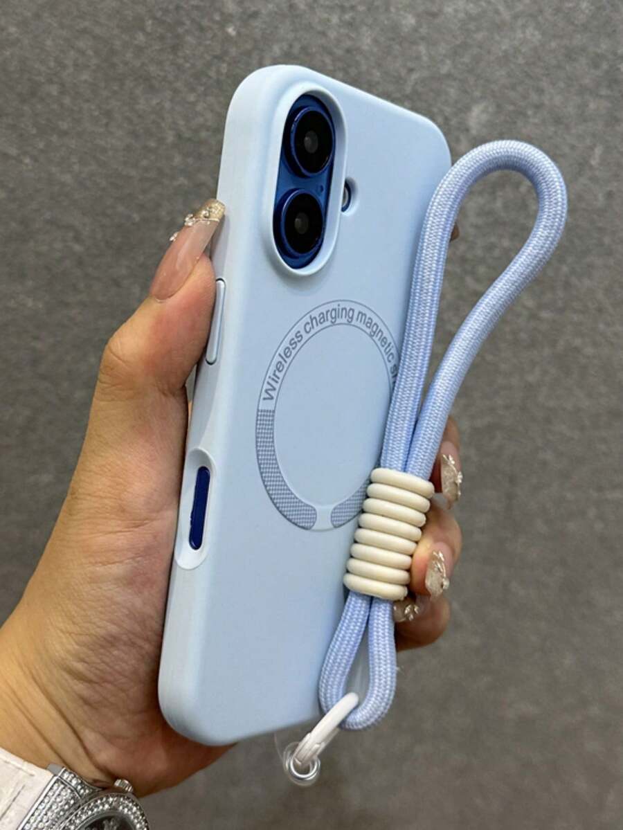 Ốp lưng điện thoại silicon từ tính dạng lỏng có dây đeo cổ tay, tương thích với iPhone 17 Pro Max, 17 Pro, 17 Air, 17, 16, 15, 14, 13, 12, 11 Pro Max, 15 Plus, hỗ trợ sạc không dây từ tính, bảo vệ toàn diện. Quà tặng sinh nhật mùa xuân.