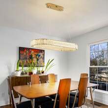Gold Chandelier Modern Chandelier Light Fixture For Dining Room Chandeliers Ceiling Hanging Living Room Oval Small Chandelier Contemporary Island Kitchen Luxury 3-Way Dimmable L31inch - 金色 - 查看 8