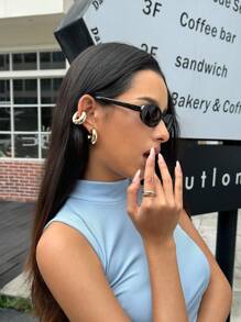 DareSee 4pcs Set Stylish Thick Cylinder Ear Clip Earrings Simple Earbone Clip For Non-Pierced Ears Music-Fest Y2K-Fest Back To School