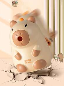 1个可爱水豚造型手动削笔器（注意：购买前请确认尺寸） - 无需电源，塑料材质，浅棕色和深棕色，易于使用，适用于办公和学习用品，动物主题桌面配件，学习用品，返校季