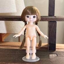6.3 英寸时尚女孩娃娃 1/8 BJD 娃娃可爱化妆可移动关节裸体 OB11 DIY 玩具女孩礼物，可爱卡通动画 3D 真实眼睛漫画脸卡哇伊娃娃服装派对礼物