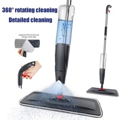 Royalswill Cleaning Mop With Sprayer, Spray Cleaning Mop, 360° Adjustable, Powerful Cleaning Of Household Floors, With Water Tank + 1 Piece Large Microfibre Mop Pad Set