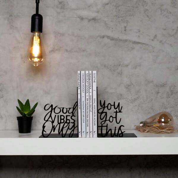 1 Pair/2 Pieces - You Got This Sign Metal Bookends Decorative - Stylish Decor Book Shelf - Office Or Home Book Holder - Durable Home & Office Organizer - Study Room Art Decor - Unique Gift For Readers - Encouraging And Motivational Gifts For Women