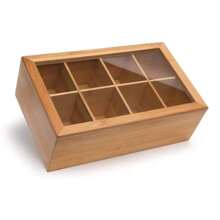 Boîte de rangement et organisateur de thé en bambou avec couvercle magnétique - fenêtre en acrylique transparent pour une vue facile - Récipient à thé en bois durable avec 8 compartiments réglables - Boîte de rangement multifonctionnelle au fini bois empilable pour sachets de thé