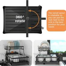 Dish Drying Rack, 2-Tiers Dish Rack Over Sink, Large Stainless Steel Kitchen Dish Drying Rack, Detachable Large Capacity Dish Drainer Organizer