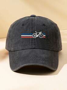 1pc Unisex Outdoor Casual Fashionable Adjustable Size Bicycle Graphic Print Vintage Street Wear Distressed Soft Baseball Cap/Sun Hat, Suitable For Daily Use - A - View 14