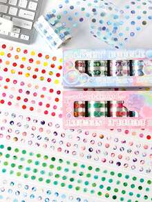 4 卷高端精致空心模切宠物胶带，适用于剪贴簿、泡泡时间系列，适用于礼物、办公室、家庭、标记、标签、教室、娱乐玩具、学生计划器 DIY 复古趣味装饰贴纸学校用品、返校 - 彩色 - 查看 7