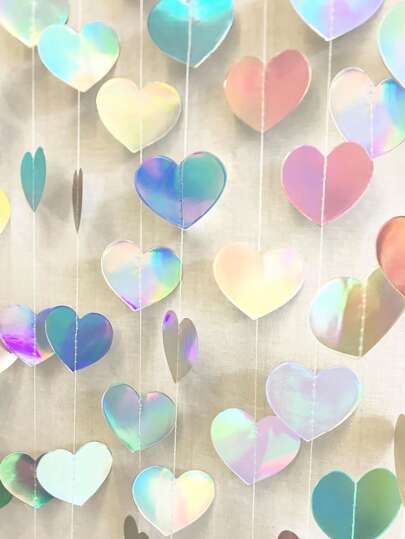 Sparkling Glitter Heart Garland | Perfect For Girls' Birthday Parties & Themed Events, Photo Booth Prop