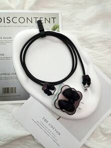 6件装黑色波浪爱心保护壳+收纳盒适用于手机18W/20W充电器保护壳和数据线保护壳适用于手机13/12/11充电器绕线器18/20W快速充电头防断线绕线器男友/女友礼物数据线整理器 - 多色 - 查看 16