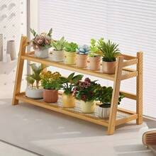 1pc Modern Bamboo Woven Storage Rack, Double Layer Desktop Organizer For Dormitory, Bedroom, Office, Kitchen, Perfect For Rome Decor, Home Decor And Garden Decorations