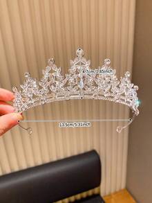 1 Stück weißer eleganter hochwertiger Kronen-Haarreif Haaraccessoire für Mädchen - Weiss - Übersicht 2