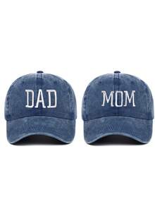 DAZY 2 gorras de béisbol bordadas con "Mamá" y "Papá", diseño unisex transpirable y de moda, adecuado para viajes y actividades al aire libre - A - Ver 21