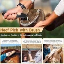 ChicchokokAbbylike 12 Pieces Horse Grooming Kit Racing Festival Tack Room Supplies Horse Brush Sets Equine Care Cleaning Kit Shedding Grooming Massaging Tools(Pink And) - Dark Grey - View 7