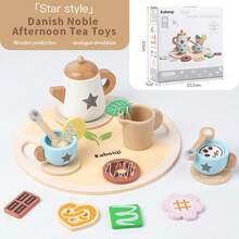 Wooden American Simulation Afternoon Tea Set Kitchen Play Teapot Set, Educational Toys For Boys And Girls - Multicolor - View 5
