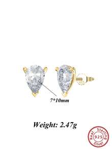 ORSA JEWELS 1pair Glamorous 925 Sterling Silver Stud Earrings Featuring A Stunning Water Drop-Cut Zirconia, Sparkling And Timeless Jewelry For Women, Perfect For Special Occasions, Birthdays, Or Celebrations - Multicolor - View 17