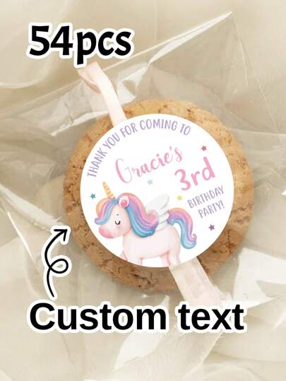 54-540Pcs Custom Unicorn Birthday Stickers,Name Stickers,Personalized Text Label Stickers,Customizable Thank You Stickers,Kids Stickers,Round Stickers,Customized Party Stickers,Multi-Purpose,Birthday Gifts,Cup Stickers,Envelopes,Gift Boxes/Bags,Anniversary,Bridesmaids,Students,School,Stationery