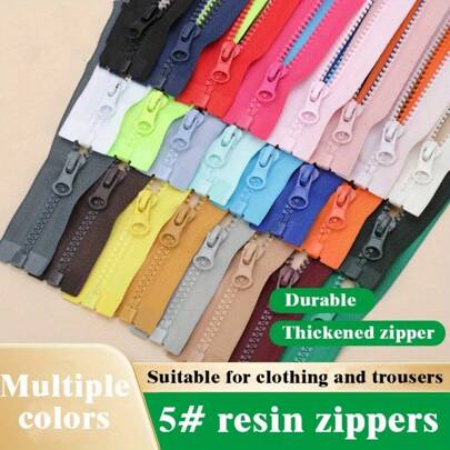 5 pezzi di Cerniere in resina singole di taglia 5, con cursore in nylon, a estremità chiusa, accessori tessili, cerniere per pantaloni, vestiti, strumenti per cucire fai-da-te