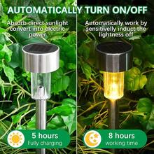 8/10/12 Pieces Outdoor Solar Path Lights, Stainless Steel Solar Outdoor Waterproof Lights, 35 MA LED Landscape Lighting Sidewalk Lights, Halloween/Christmas Solar Decorations, For Garden/Terrace/Lawn/Pattern/Pattern/Pattern/Driveway-Warm/White Lights - 10 Pcs/warm Light - View 2