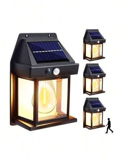 1PC Solar Outdoor Wall Light Security Light With Motion Sensor 3 Modes Decorative Wall Lights Suitable For Courtyards